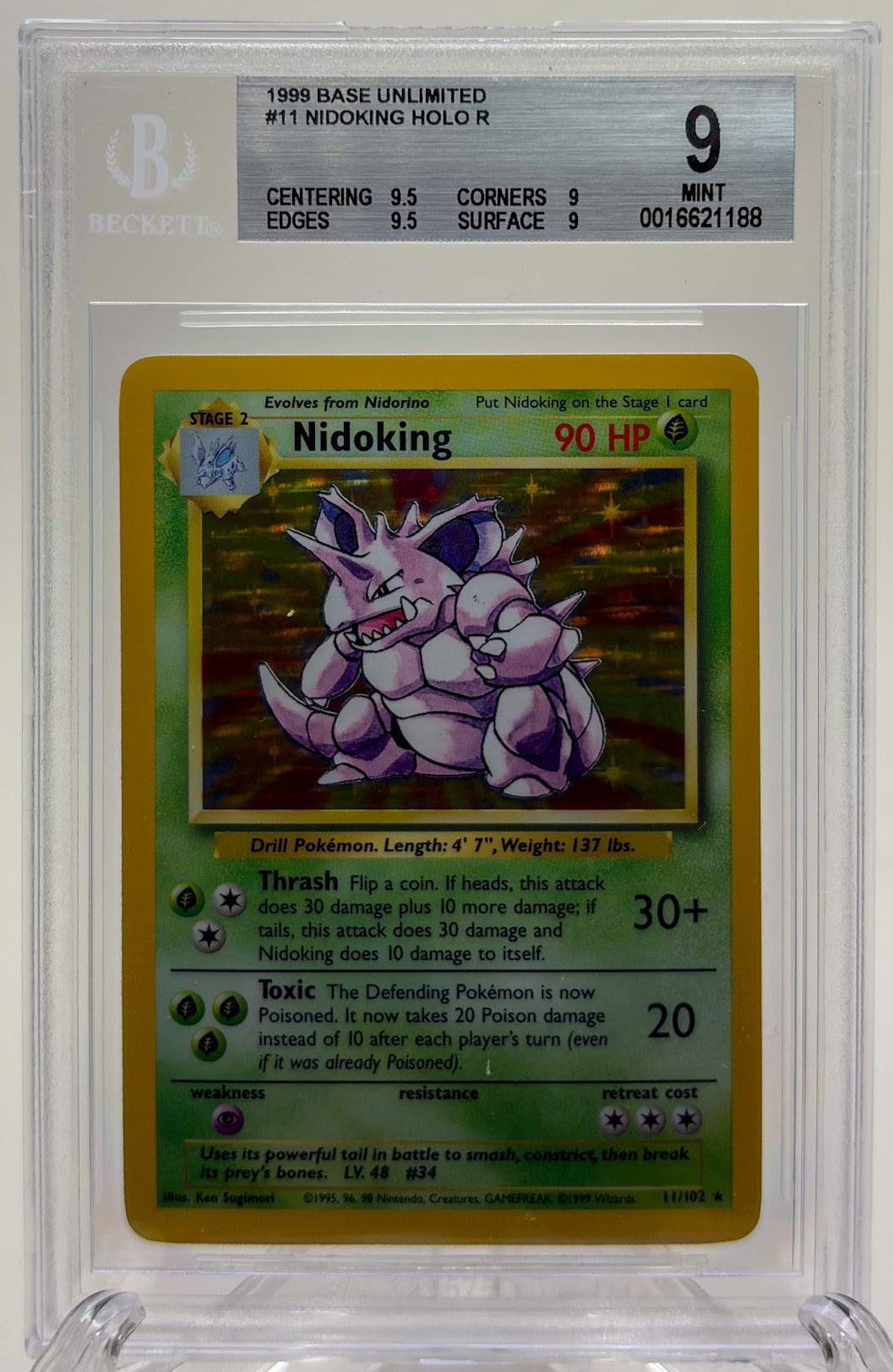 Nidoking #11 Pokémon Base Set BGC 9 Pokémon TCG Card